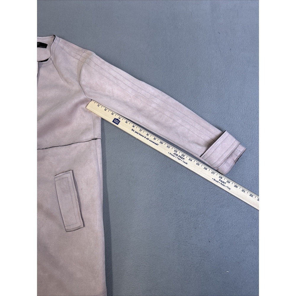Zara Basics Womens Outerwear Pale Pink Faux Suede Jacket Size Small Pea Coat - Picture 15 of 16